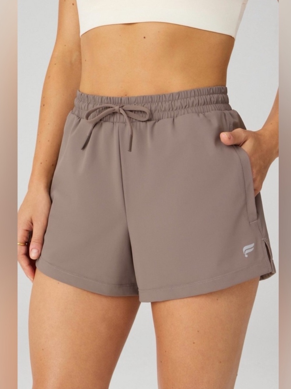 Fabletics Brown Athletic Shorts with Drawstring